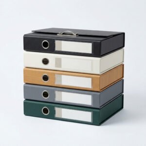 A4 Box File, pack of 5 - Rigid board box files with a lever arch and index window.