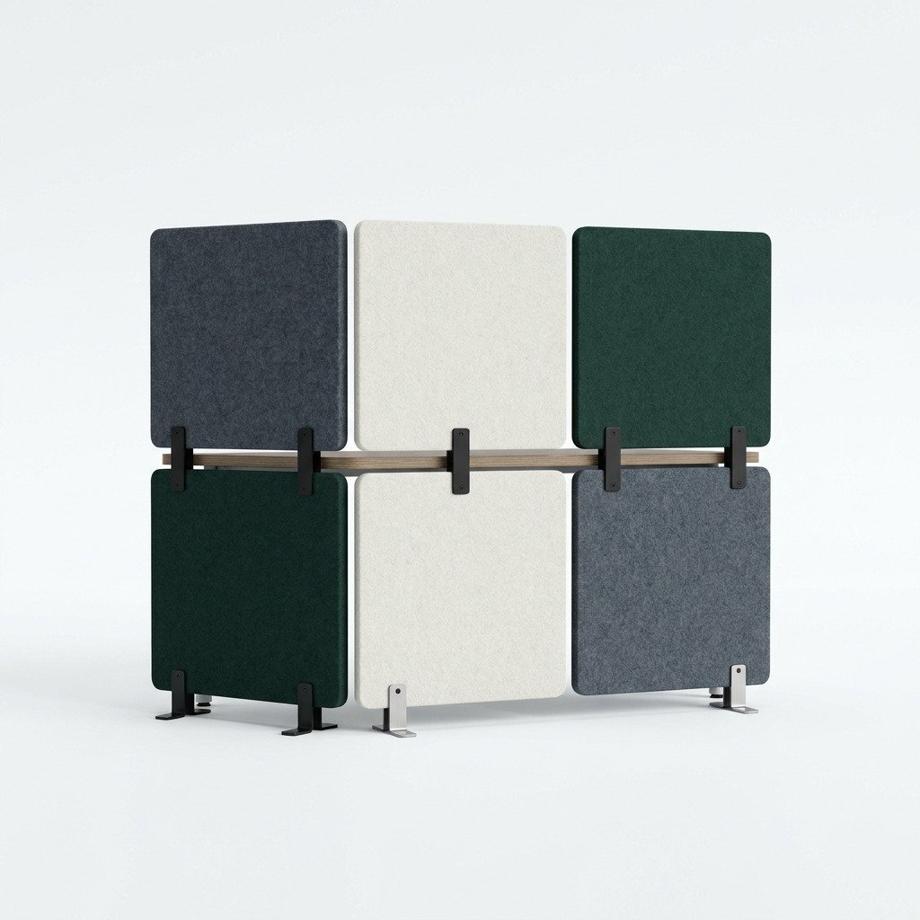 Acoustic Booth Panel Set - Six PET felt panels with fixings.