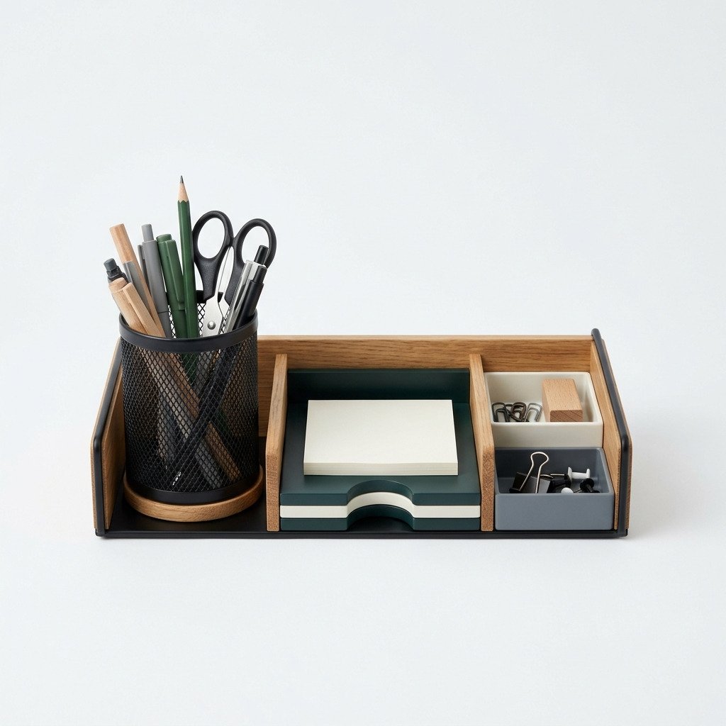 Desk Tidy Starter Set - Pen cup, letter tray and two small bays.