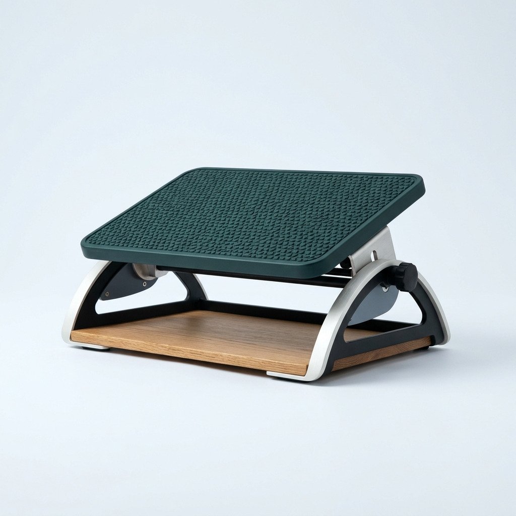 Ergonomic Footrest - Angle-adjustable rest with a textured deck.