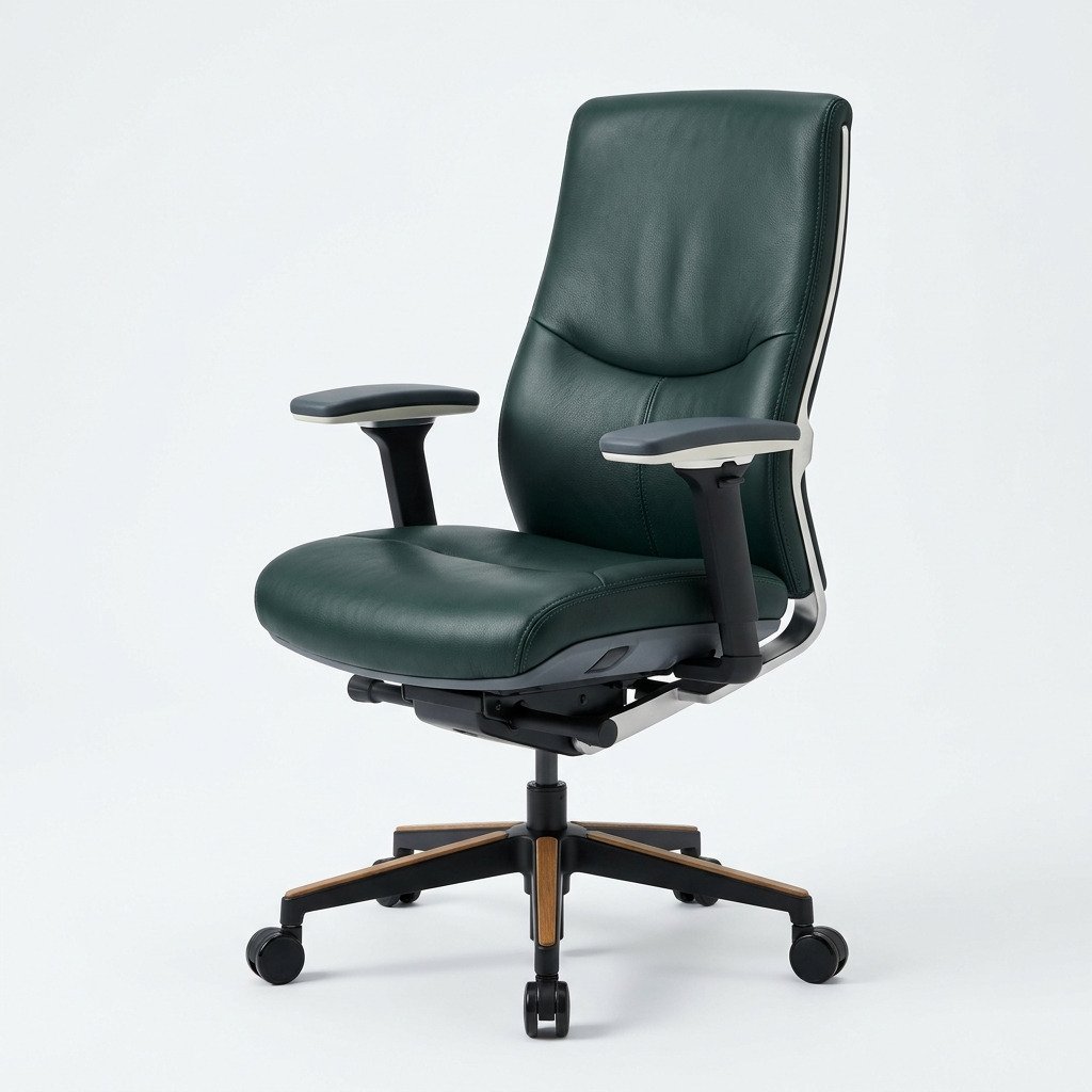 Executive Task Chair, Leather - Full-grain seat with a four-dimensional arm.