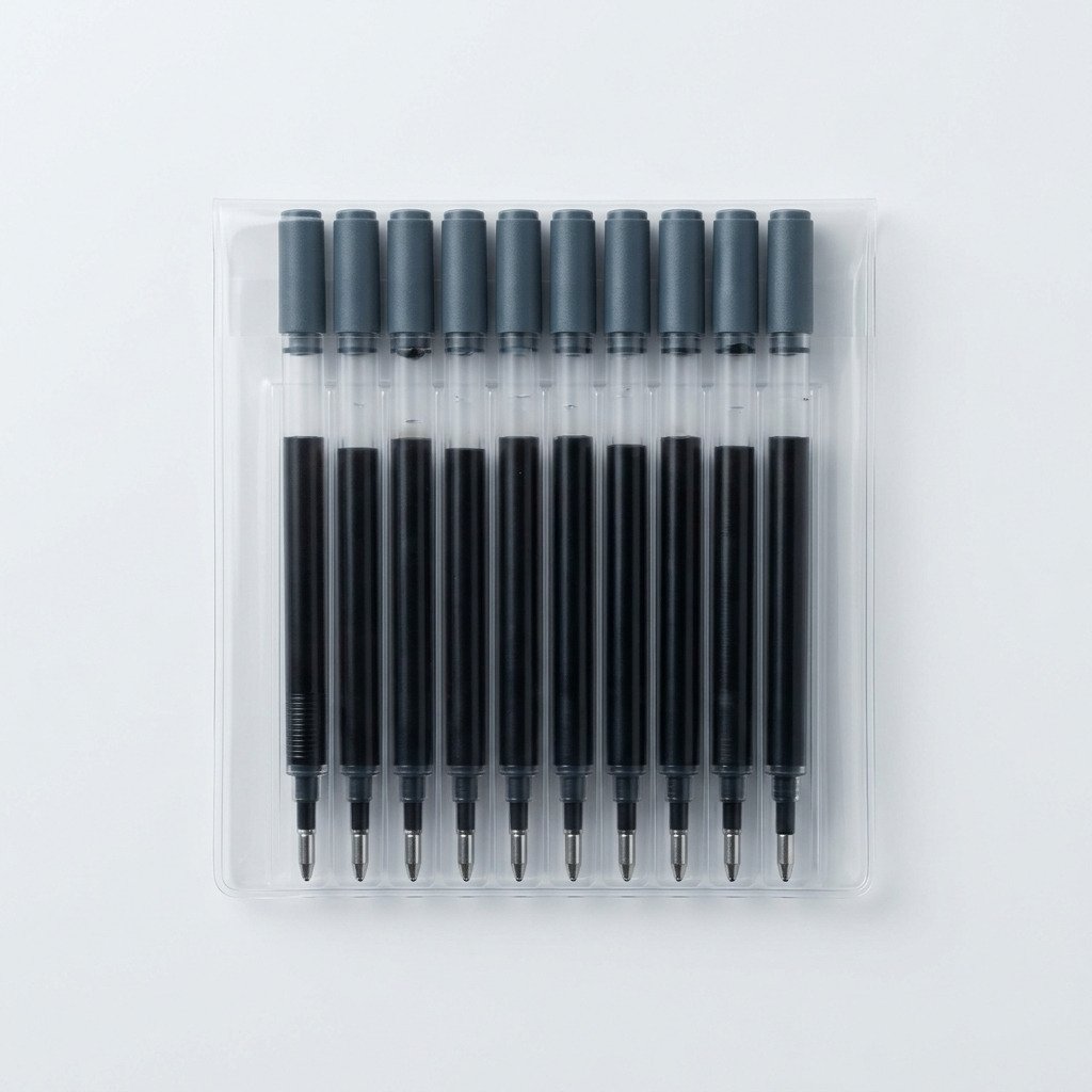 Gel Rollerball Refills, pack of 10 - Standard-fit black gel refills.