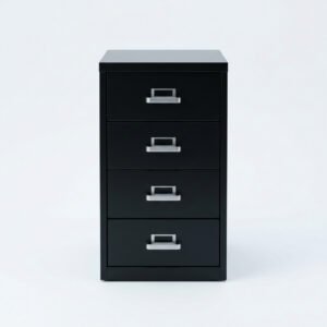 Index Card Cabinet - Four-drawer steel cabinet for 6x4 cards.