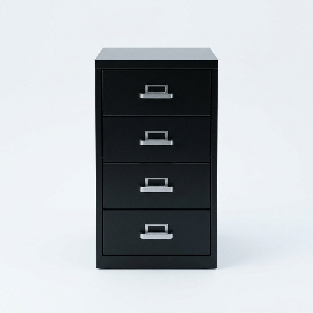 Index Card Cabinet - Four-drawer steel cabinet for 6x4 cards.