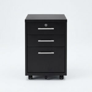 Mobile Pedestal, Three Drawer - Steel pedestal with a filing drawer and lock.