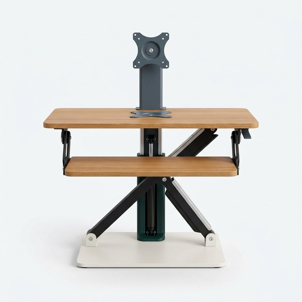 Sit-Stand Monitor Riser - Gas-assisted riser for a single monitor.