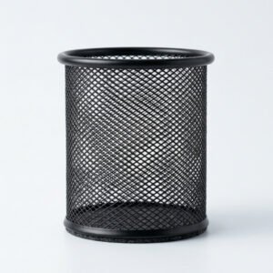 Steel Mesh Pen Cup - Powder-coated mesh cup with a felted base.