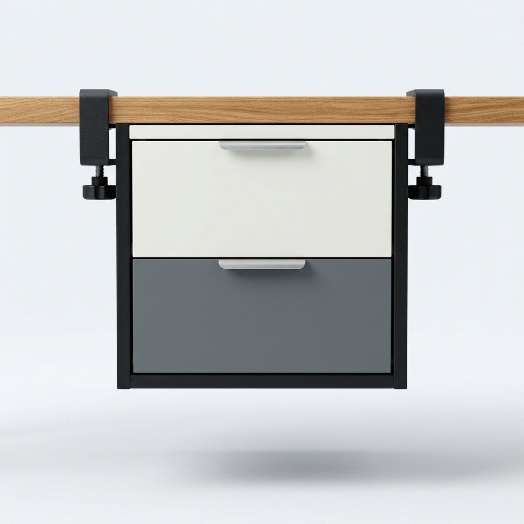 Under-Desk Drawer Unit - Two-drawer unit that clamps beneath a desk.