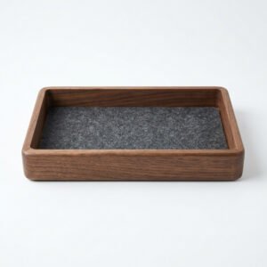 Walnut Desk Tray - Solid walnut catch-all with a felt floor.