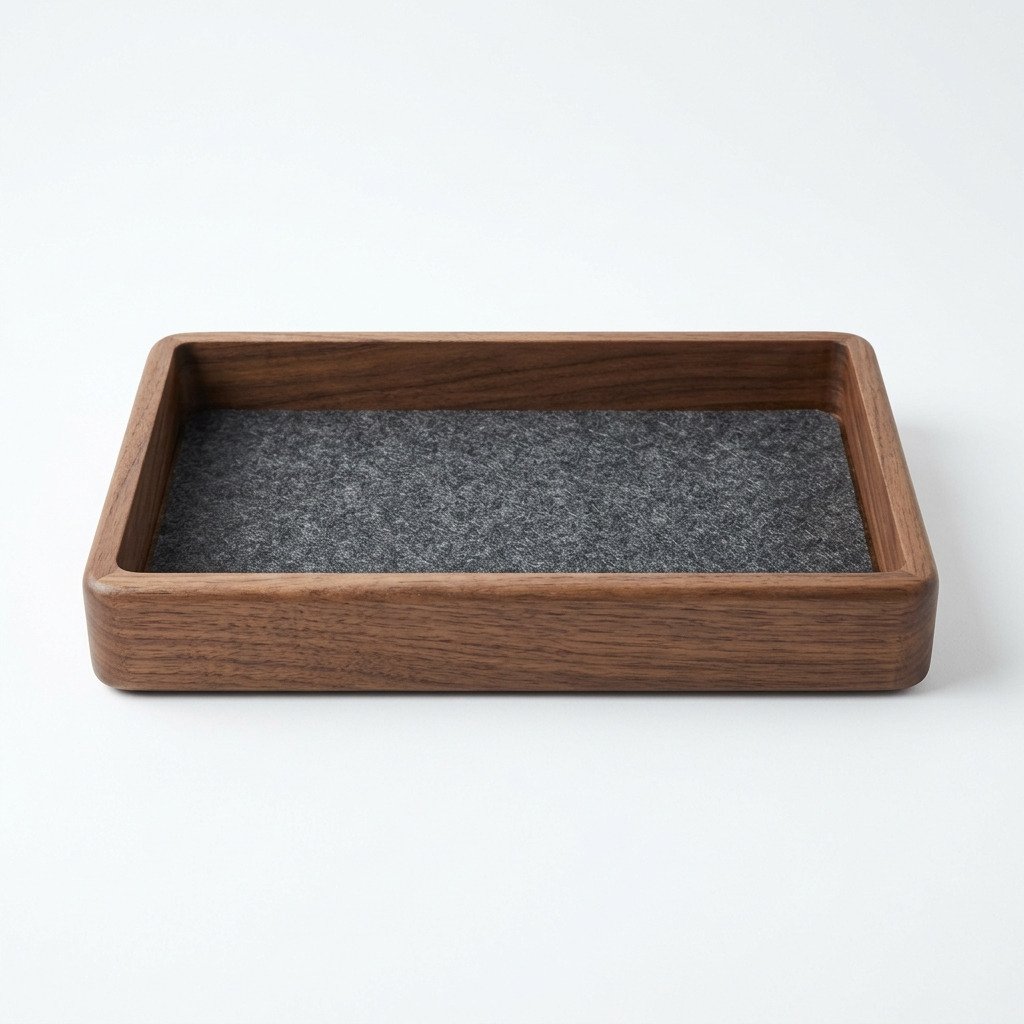 Walnut Desk Tray - Solid walnut catch-all with a felt floor.